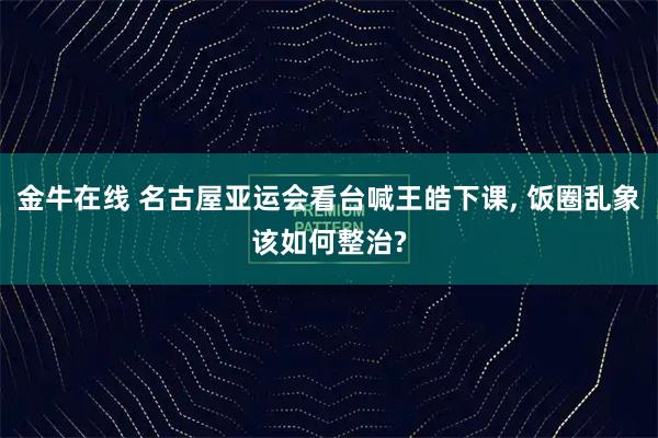金牛在线 名古屋亚运会看台喊王皓下课, 饭圈乱象该如何整治?